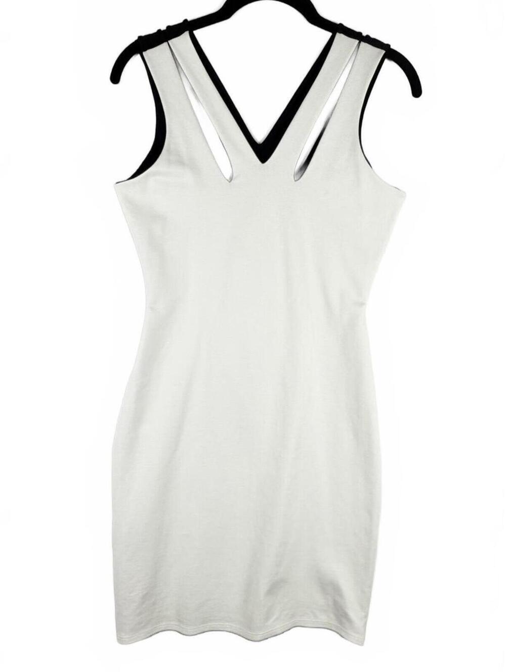 NEW Mason by Michelle Mason White Black Cutout V-Neck Bodycon Mini Dress Small